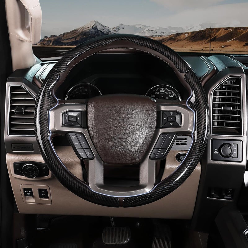 Aotoyou Steering Wheel Cover for Ford F150/ 2015-2020/ F250 2017-2021/ F350 2017-2021/ F450 2017-2021/ F550 2017-2021/ Ford Expedition 2018-2021 Steering Wheel Protector for Ford Steering Wheel Accessories - Image 2